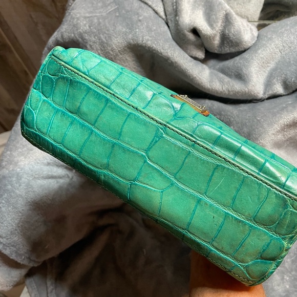 Dooney & Bourke Turquoise Croc-Embossed Satchel - Picture 5 of 6